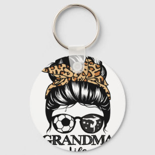 Grandma Life Messy Bun Hair Funny Soccer Gymnastic Key Ring