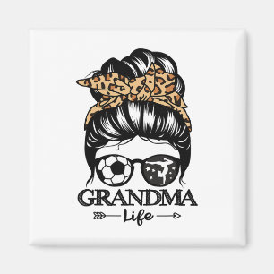 Grandma Life Messy Bun Hair Funny Soccer Gymnastic Magnet