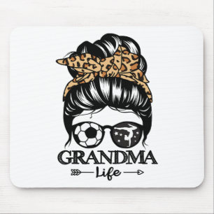 Grandma Life Messy Bun Hair Funny Soccer Gymnastic Mouse Pad