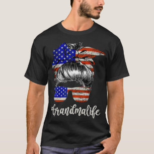 Grandma Life USA Flag American Independence Day T-Shirt