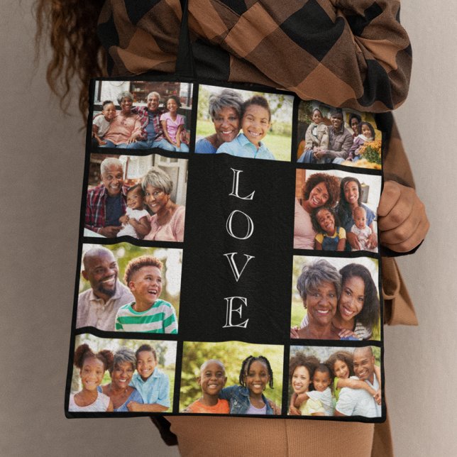 Grandma Love 10 Photo Collage Black Tote Bag (Creator Uploaded)