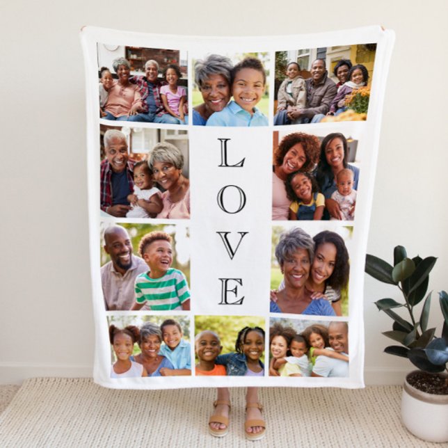Grandma Love 10 Photo Collage Personalised Sherpa Blanket (Creator Uploaded)