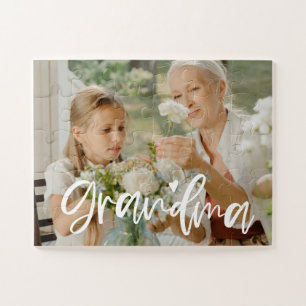 Grandma Love Script Personalised Gift Jigsaw Puzzle