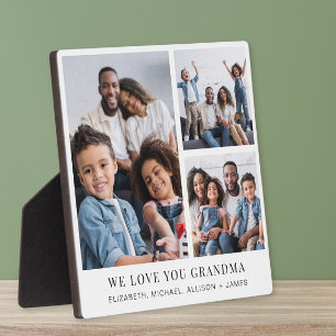 Grandma Love You 3 Photo Collage Plaque