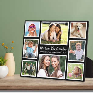 Grandma Love You Photo Collage Black Plaque
