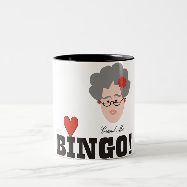 Grandma Loves BINGO Two-Tone Coffee Mug (Center)