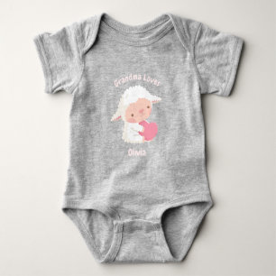 Grandma Loves Cute Little Lamb Personalised Baby Bodysuit