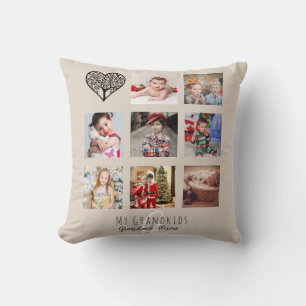 Grandma Loves Her Family Tree Photo Collage Gift Cushion
