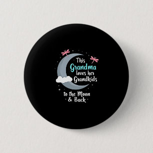 Grandma Loves Her Grandkids Dragonfly Moon Women G 6 Cm Round Badge