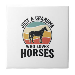 Grandma Loves Horses Vintage Engraving Shirt Desig Ceramic Tile
