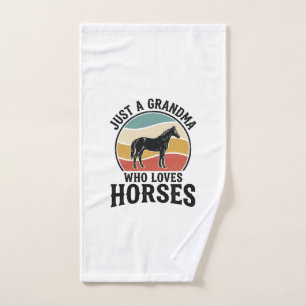 Grandma Loves Horses Vintage Engraving Shirt Desig Hand Towel