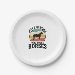 Grandma Loves Horses Vintage Engraving Shirt Desig Paper Plate