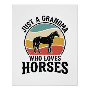 Grandma Loves Horses Vintage Engraving Shirt Desig Poster