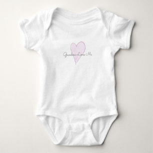 GRANDMA LOVES ME Sweet Heart Pink Valentine Baby Bodysuit