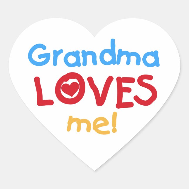 Grandma Loves Me T-shirts and Gifts Heart Sticker (Front)