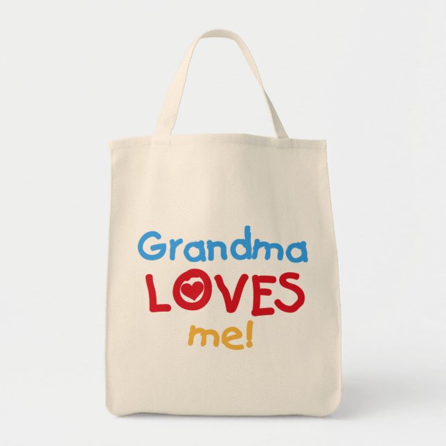 Grandma Loves Me T-shirts and Gifts Tote Bag (Front)