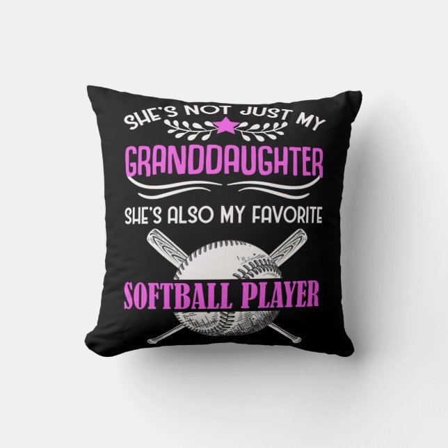 Grandma Loves Softball playing Granddaughter Cushion (Front)