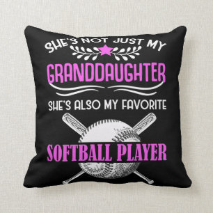 Grandma Loves Softball playing Granddaughter Cushion