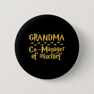 Grandma Magical Manager Of Mischief Halloween Moth 6 Cm Round Badge