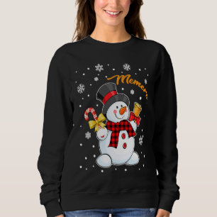 Grandma Memere Snowman Candy Cane Christmas Red Pl Sweatshirt