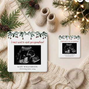 Grandma Merry Christmas Ultrasound Photo Ceramic Ornament