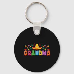 Grandma Mexican Fiesta Bday Party Theme Matching Key Ring