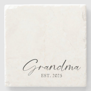 Grandma Minimalist Simple Script Personalised   Stone Coaster