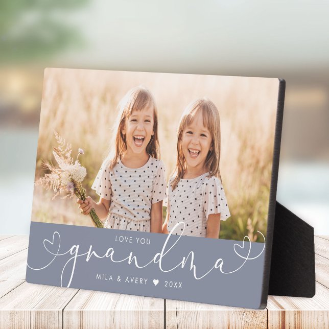 Grandma Modern Heart Script Photo Love  Plaque (Grandma Modern Heart Script Photo Love Plaque)