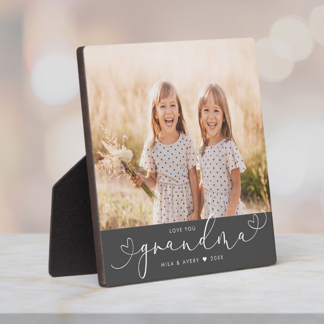 Grandma Modern Heart Script Photo Love Plaque (Creator Uploaded)