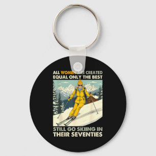 Grandma Mom Still Go Skiing In Seventies Old Women Key Ring