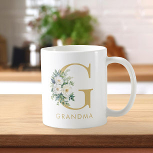 Grandma Monogram Letter Floral Coffee Mug