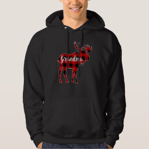 Grandma Moose Red Buffalo Plaid Matching Family Ch Hoodie