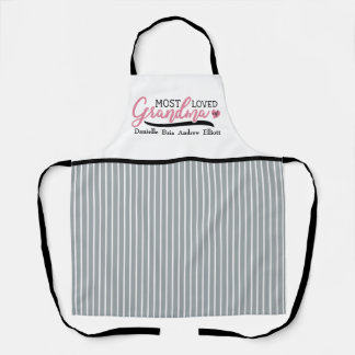 Grandma Most Loved Kids Custom Names Stripe  Apron