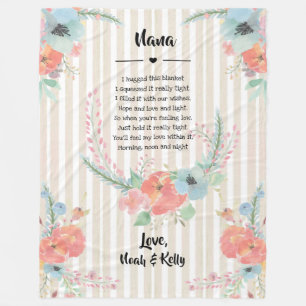 Grandma Mothers Day Floral Poem from Grandkids Fleece Blanket