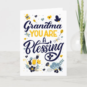 Grandma Mother's Day You are a Blessing Botanical Holiday Card
