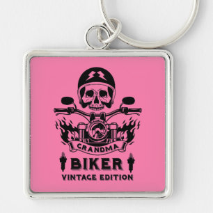 Grandma Motorbike Rider Key Ring