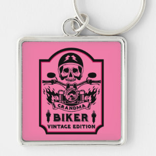 Grandma Motorbike Rider Key Ring