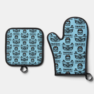 Grandma Motorbike Rider Oven Mitt & Pot Holder Set
