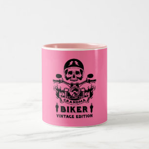Grandma Motorbike Rider Two-Tone Coffee Mug