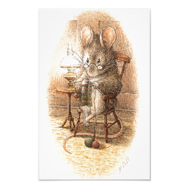 Grandma Mouse Knitting Photo Print (Front)