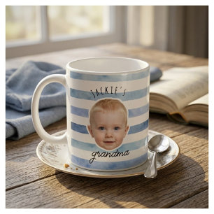 grandma mug gift, Personalised baby face photo 