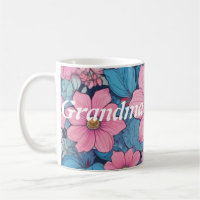 Grandma Mug with Pink & Blue Flower Design