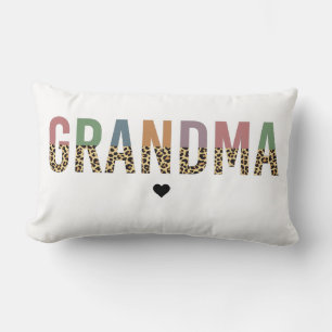 Grandma multicolor cheetah leopard typography Gift Lumbar Cushion