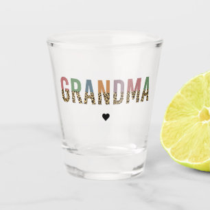 Grandma multicolor cheetah leopard typography Gift Shot Glass