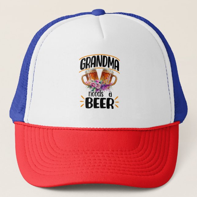 Grandma Needs a Beer Trucker Hat (Front)