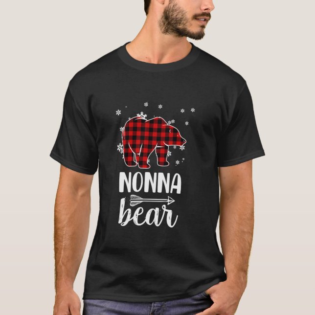 Grandma Nonna Bear Xmas Pajama Red Plaid Buffalo P T-Shirt (Front)