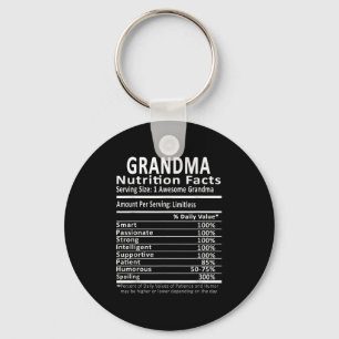 Grandma Nutrition Facts Halloween Thanksgiving Chr Key Ring
