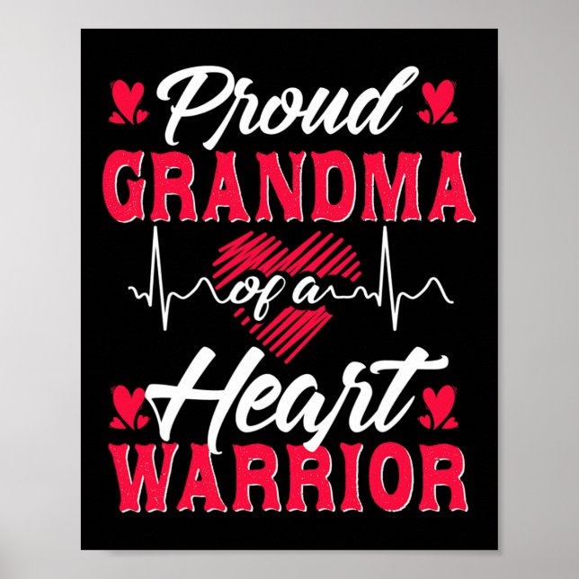 Grandma Of A Heart Warrior Chd Awareness  Poster (Front)