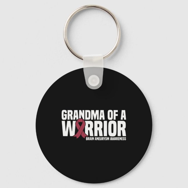 Grandma of a Warrior Brain Aneurysm Awareness  Key Ring (Front)