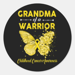 Grandma Of A Warrior Childhood Cancer Awareness Bu Classic Round Sticker